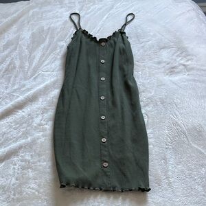 No Boundaries Olive Button-Front Mini Dress